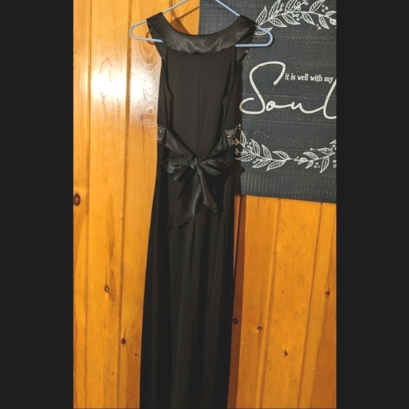 Taboo Long Black Egyptian Vibes Maxi Dress Gown Rhinestones Stud detailing Sz Sm - Picture 3 of 13